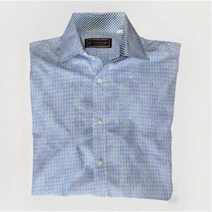 Patrick James West Coast Classic Men's Dress Shirt Blue Trim Fit Size Medium